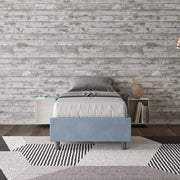 Letto singolo contenitore imbottito 80x200 microfibra azzurro Azelia