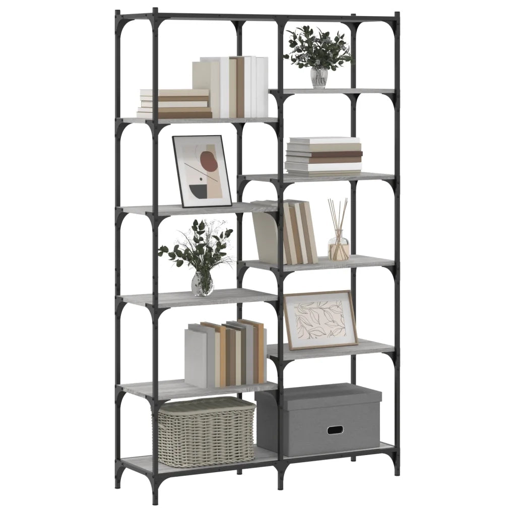 Libreria-Scaffale per Libri-Mobile di Stoccaggio Grigio Sonoma 100x32x170 cm Legno Multistrato e Ferro