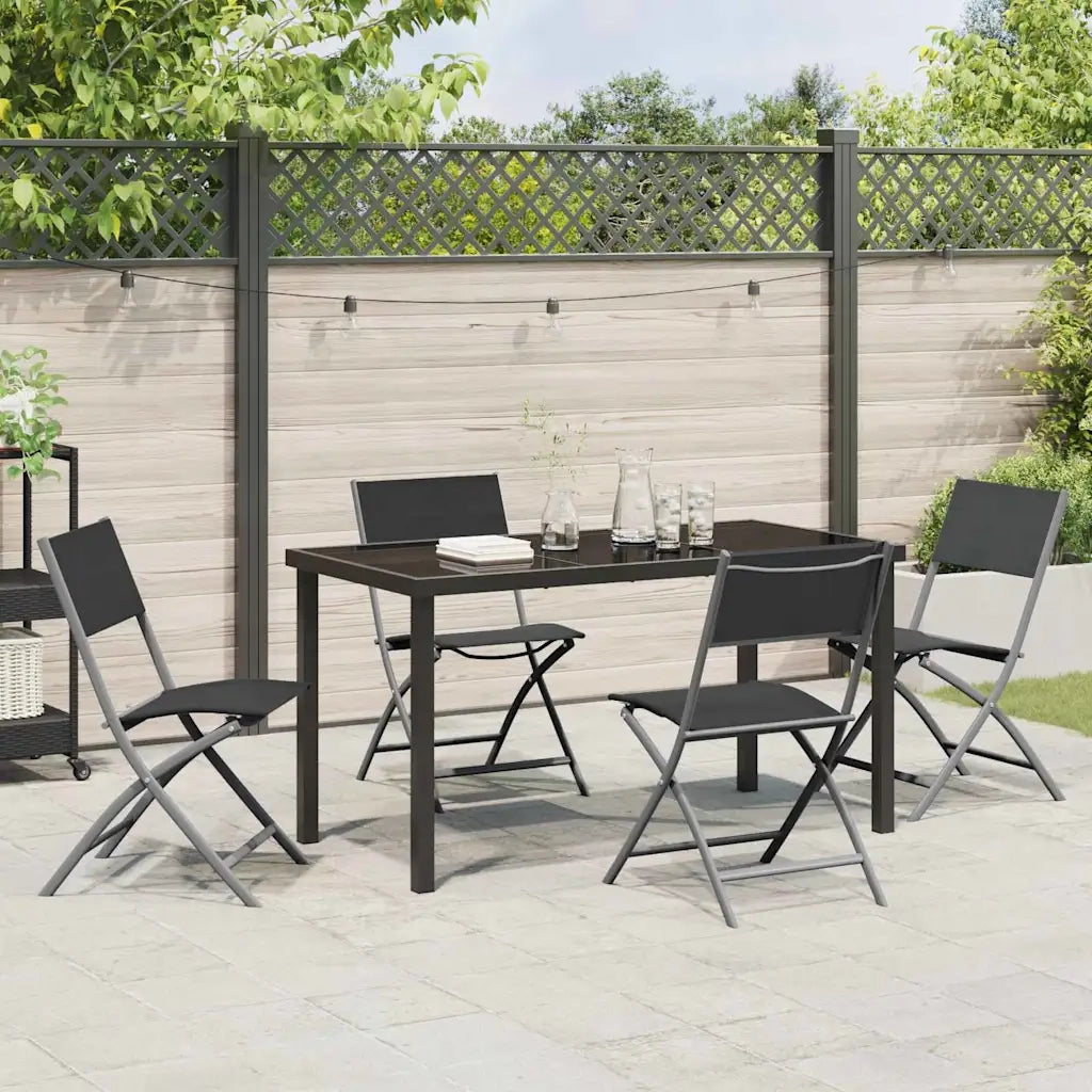 Set da Pranzo per Giardino 5 pcs Nero