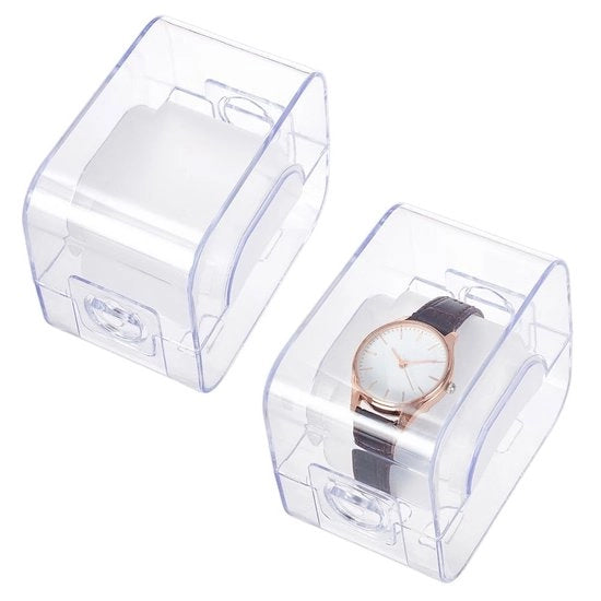 Oggetti da scrivania in vetro trasparente - Contenitore per orologi - 2 pezzi - 9x5,8x7,8 cm