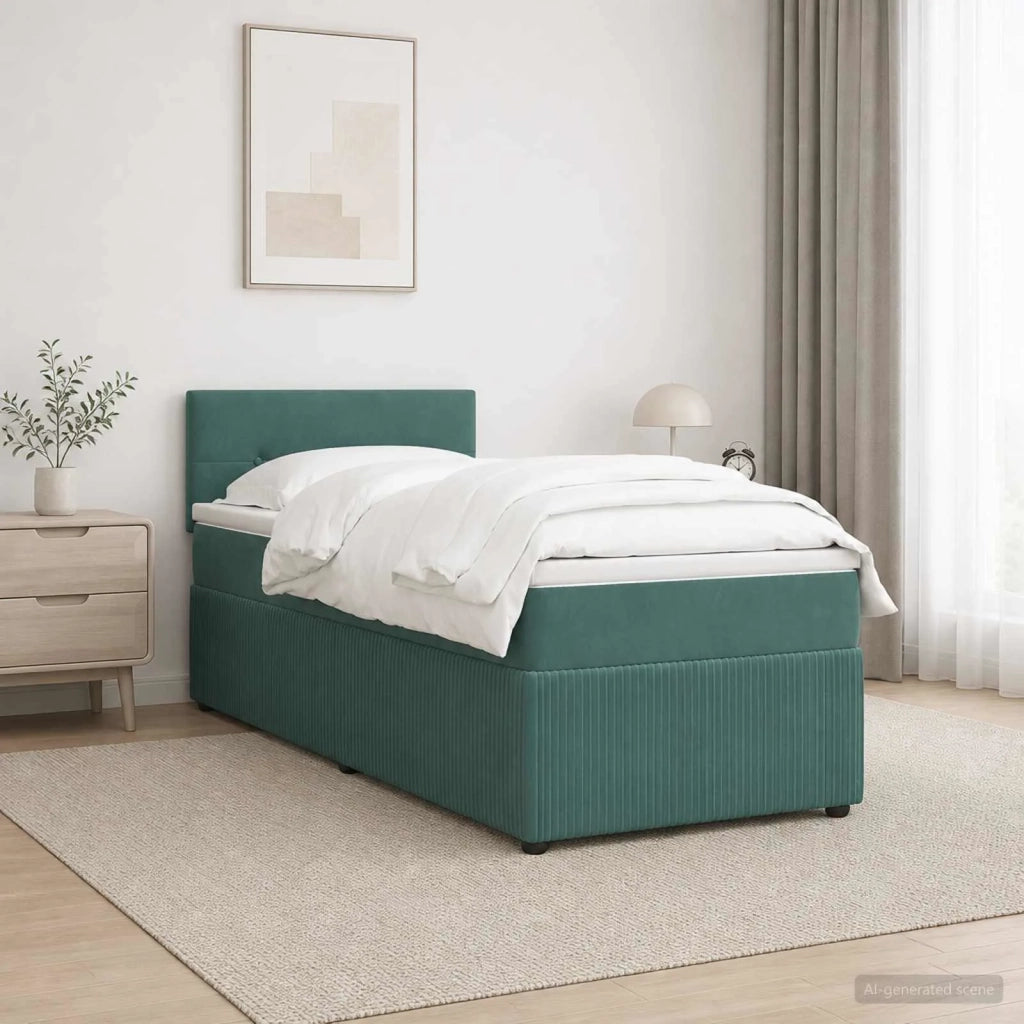 Letto box spring con materasso Verde Scuro 90 x 200 cm Velluto 3453068