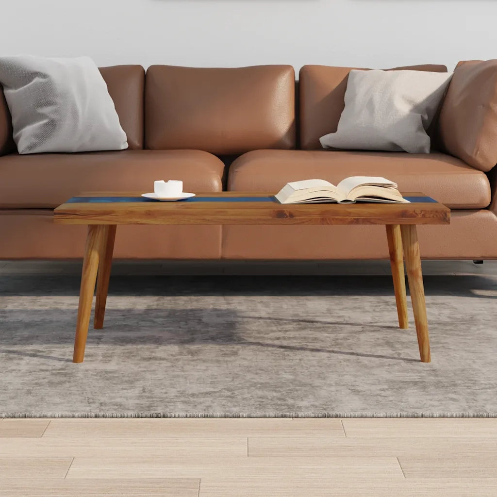 Tavolino da CaffÃ¨ in Legno di Teak e Resina 100x50x40 cm cod mxl 59532