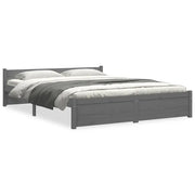 Letto matrimoniale | Letto per adulti | Giroletto Grigio in Legno Massello 135x190 cm Double