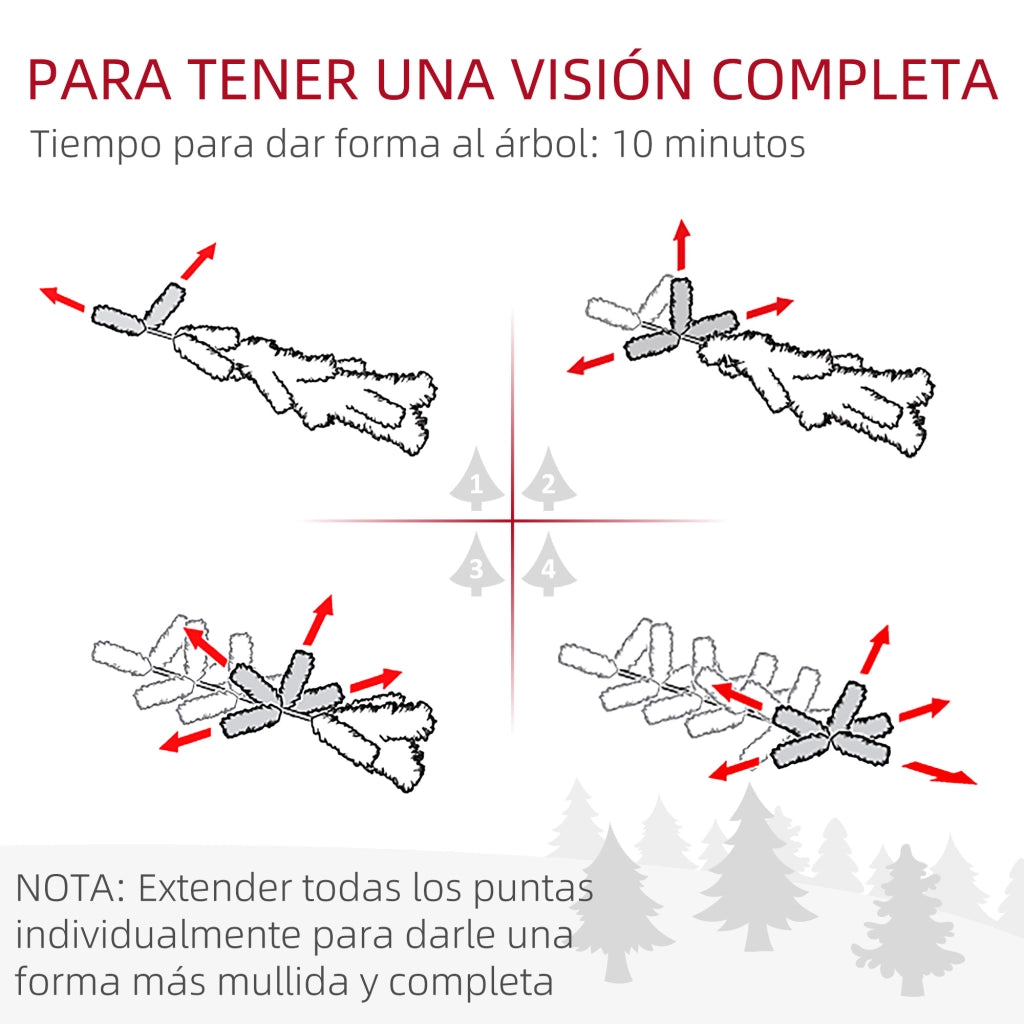 Albero di Natale Artificiale 150 cm con Luci LED ¨C Minimal ¨C Verde e Bianco