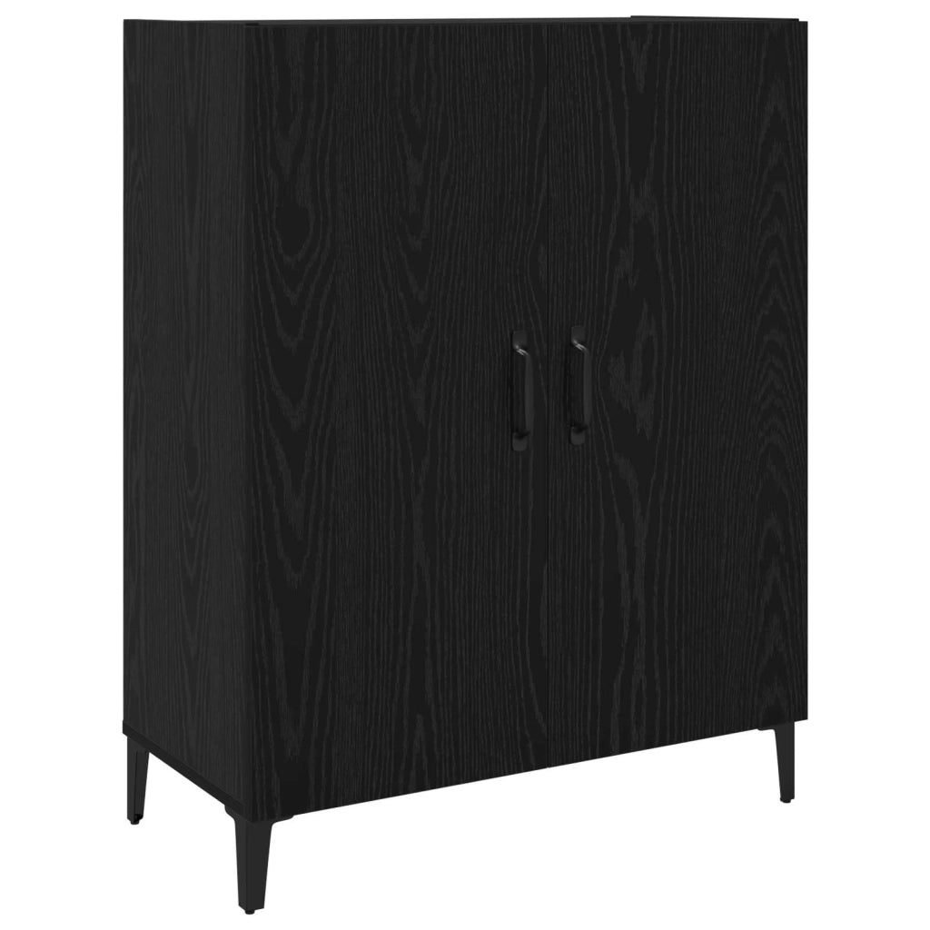 Credenza 2 pcs Rovere Nero Legno multistrato