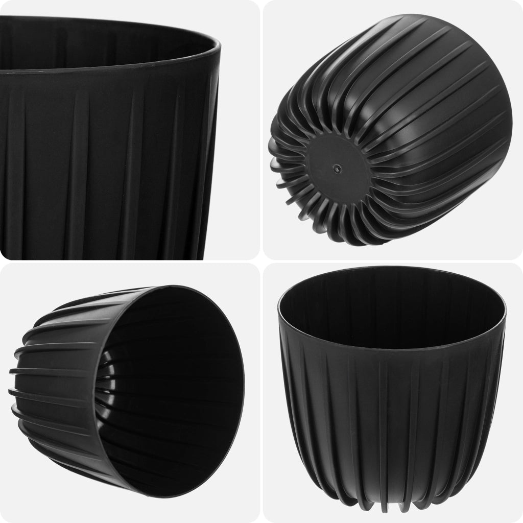 KADAX Vaso da fiori, coprivaso rotondo in plastica da 12,5 cm, supporto per fiori nero