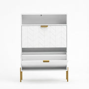 SCARPIERA stretta 80x23,7x110 cm bianca con 2 ante a ribalta e vano aperto