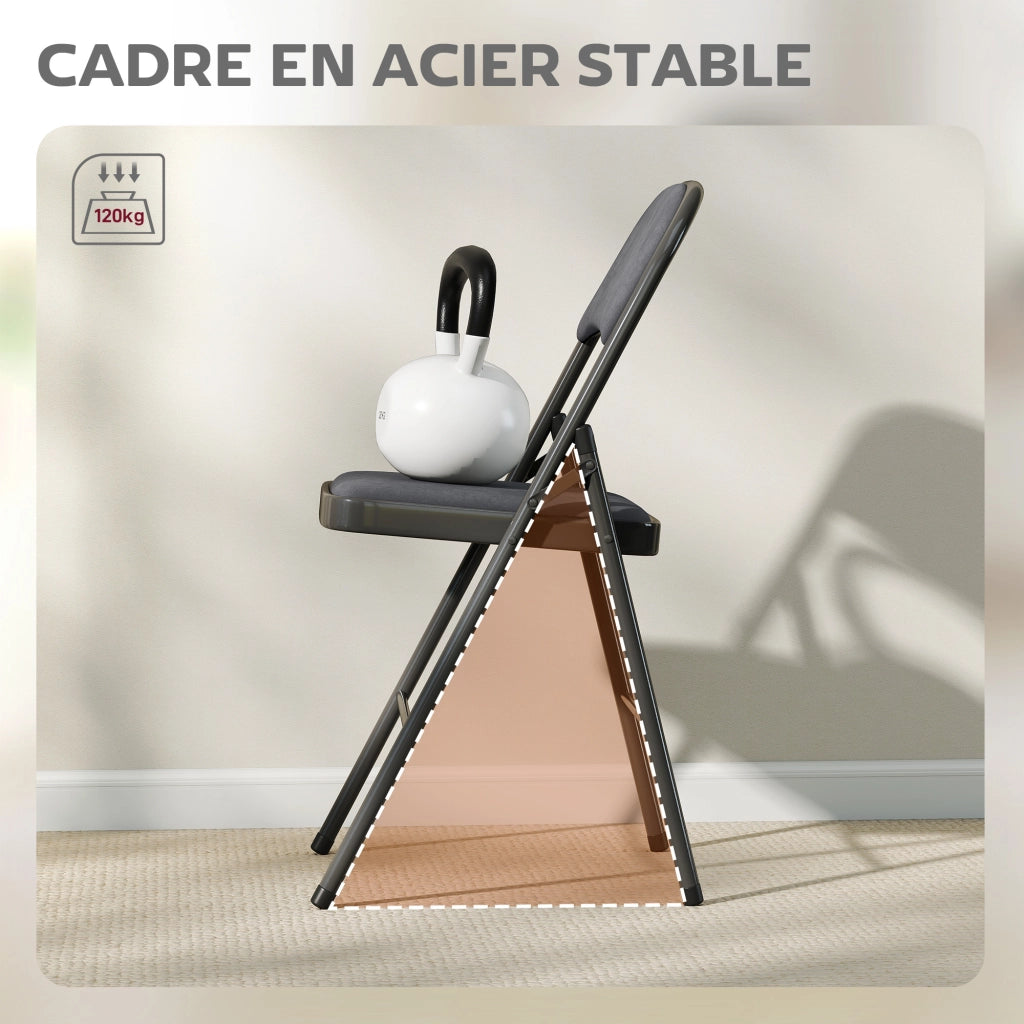 Sedia Pieghevole Imbottita in Velluto ¨C Zephmum ¨C Grigio Scuro