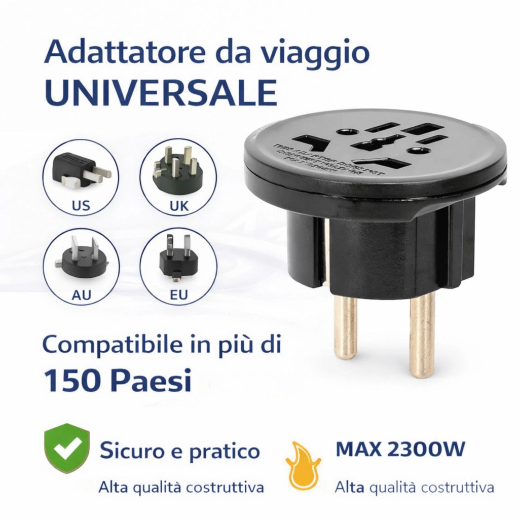 Adattatore Da Viaggio Universale  Spina Schuko 16A a UK USA AUS CN 2300W 603195N