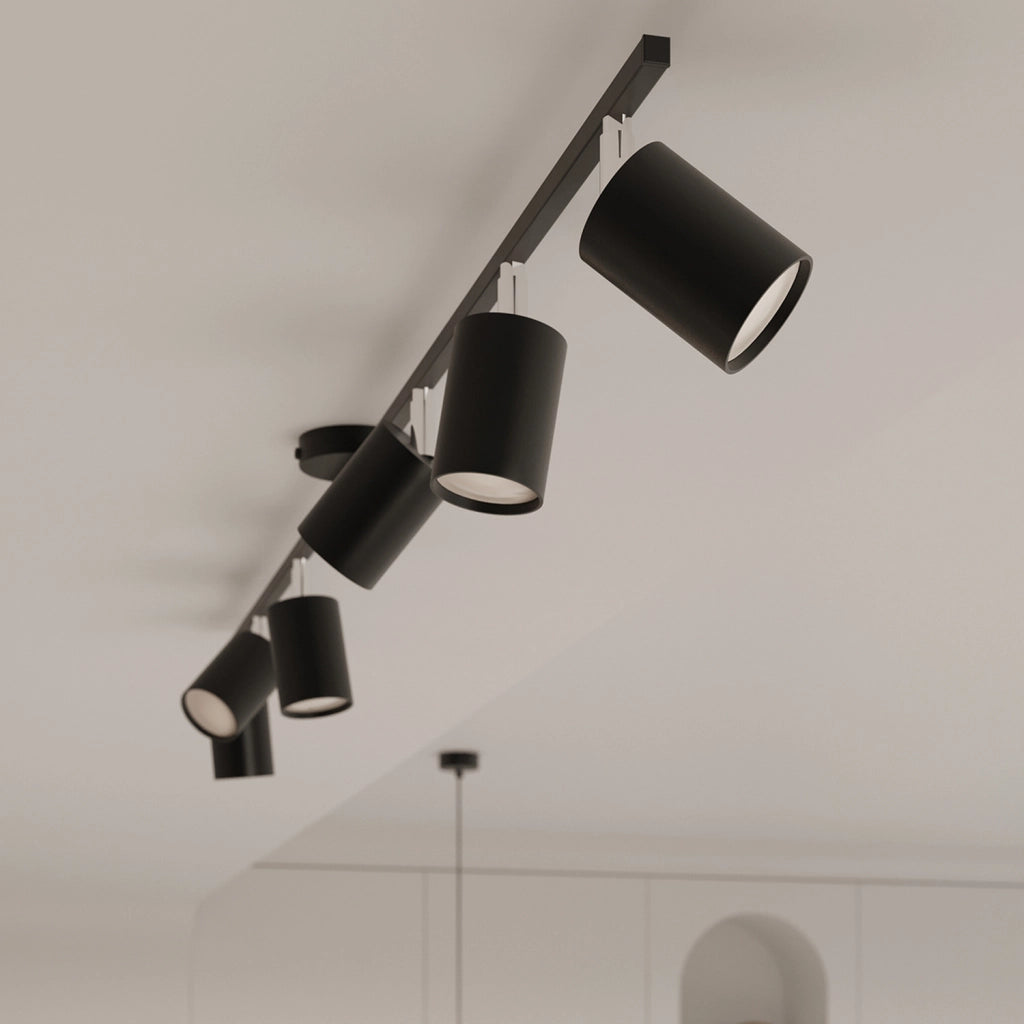 Spot soffitto moderno 4 luci nero GU10 4x10W Fjello