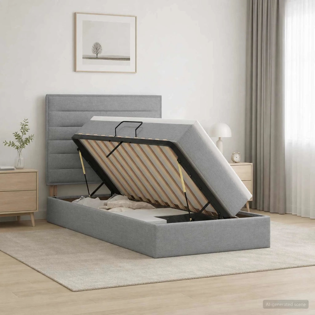 Letto con contenitore LED e materasso Grigio Chiaro 3459861