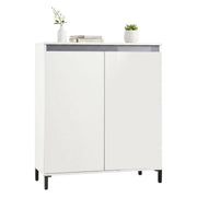 Credenza Iwao, Buffet da soggiorno, Madia da salotto, Dispensa da cucina, Made in Italy, 100x40h110 cm, Bianco lucido e Antracite