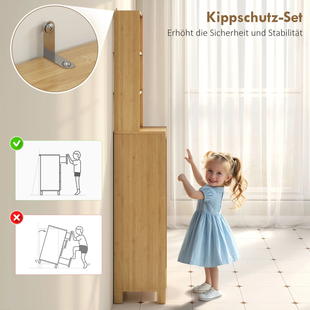 Armadio bagno alto ¨C zephmum ¨C 34x30x170 cm, legno, naturale