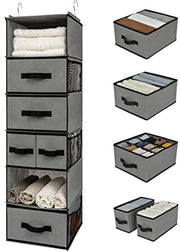 Organizzatore a Sospensione con 6 Cestelli - Appoggio Vestibilità - Grigio Pannelli di Stoccaggio Sospesi Cabina Armadio