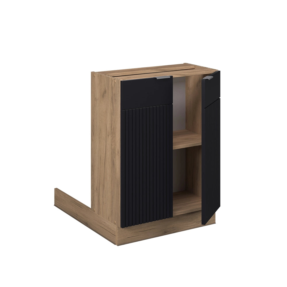 Vicco Isola cucina Nero a righe 60 cm senza piano di lavoro