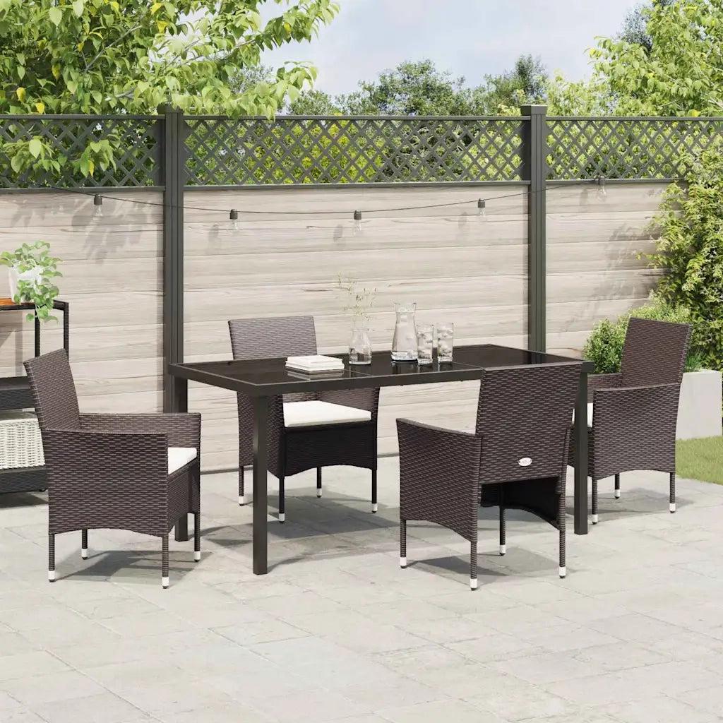 Set da Pranzo per Giardino con cuscino 5 pcs Marrone polyrattan 3379747