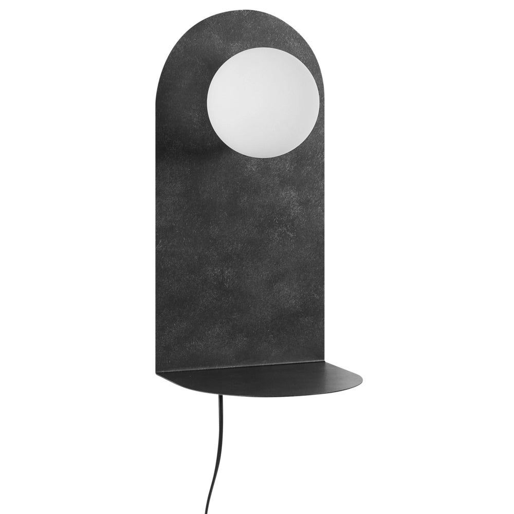 Lampada da parete in acciaio grigio grafite scuro con paralume rotondo in vetro e interruttore on/off Soggiorno moderno industriale Camera da letto