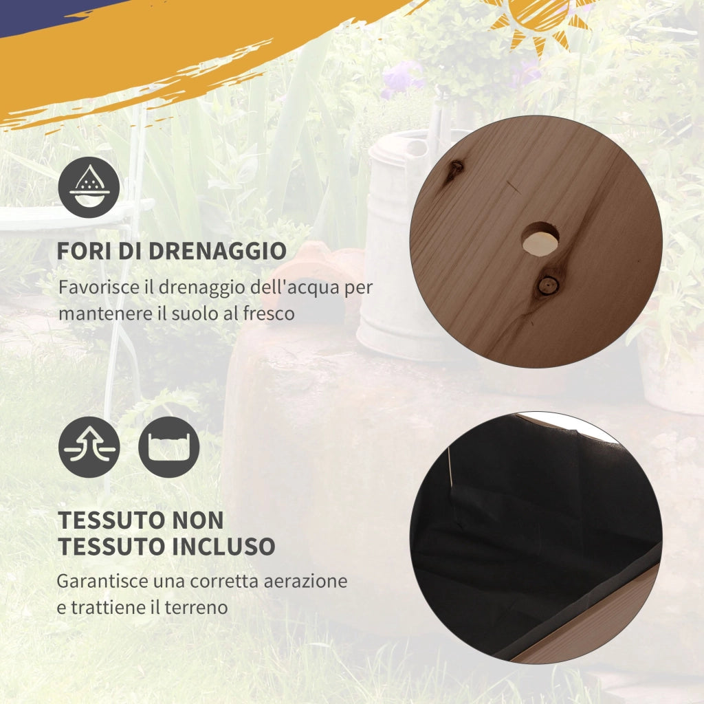 Fioriera da Esterno a 8 Vasi con Ripiano Laterale e Mensola Inferiore, in Legno di Abete, 123x54x87 cm