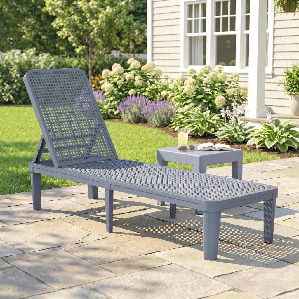 Poltrona Reclinabile da Giardino ¨C Zephmum ¨C Grigio 191x55x35,5 cm