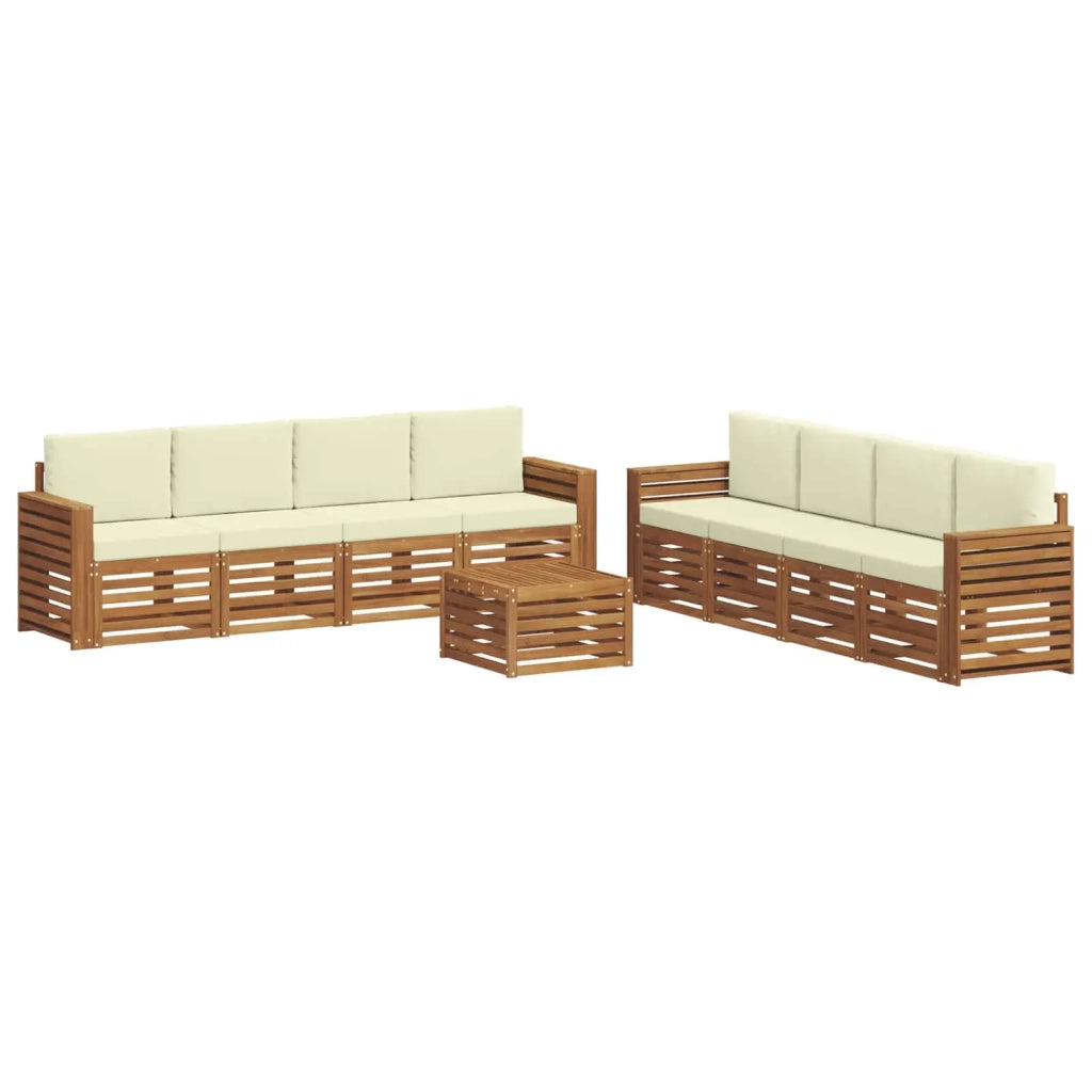 Set divani 9 pcs Naturale e Crema Legno di Acacia Massello 3374575
