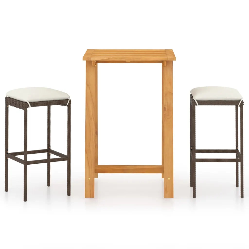 Set Bar da Giardino 3 pz con Cuscini Marrone cod mxl 41396