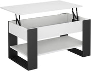 Tavolino Lifto, Bianco/antracite, 92 x 51 cm con funzione di sollevamento
