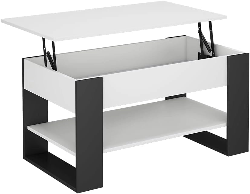 Tavolino Lifto, Bianco/antracite, 92 x 51 cm con funzione di sollevamento