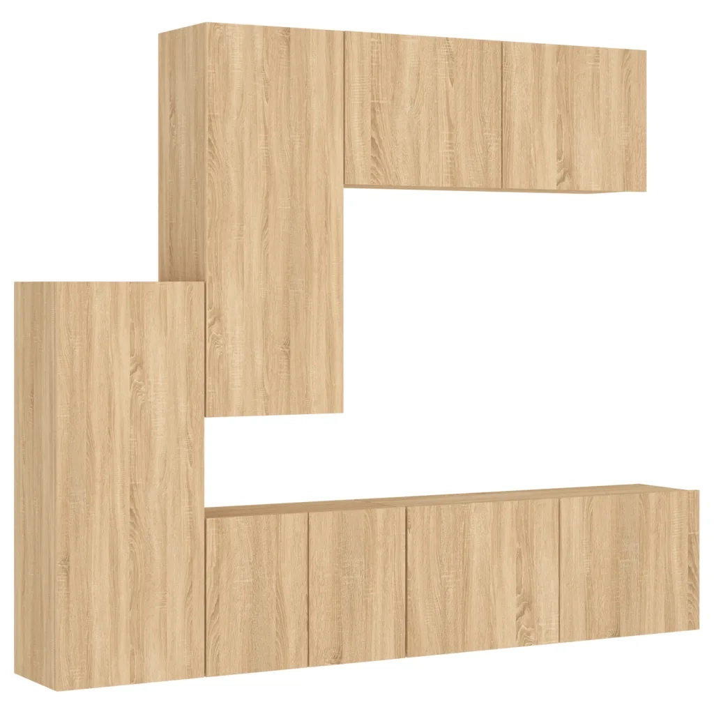 Mobili TV a Muro 5pz Rovere Sonoma in Legno Multistrato 3216491