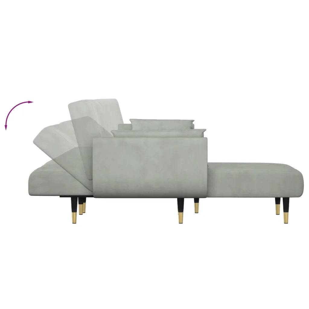 Divano Letto a L Grigio Chiaro 275x140x70 cm in Velluto 3157206