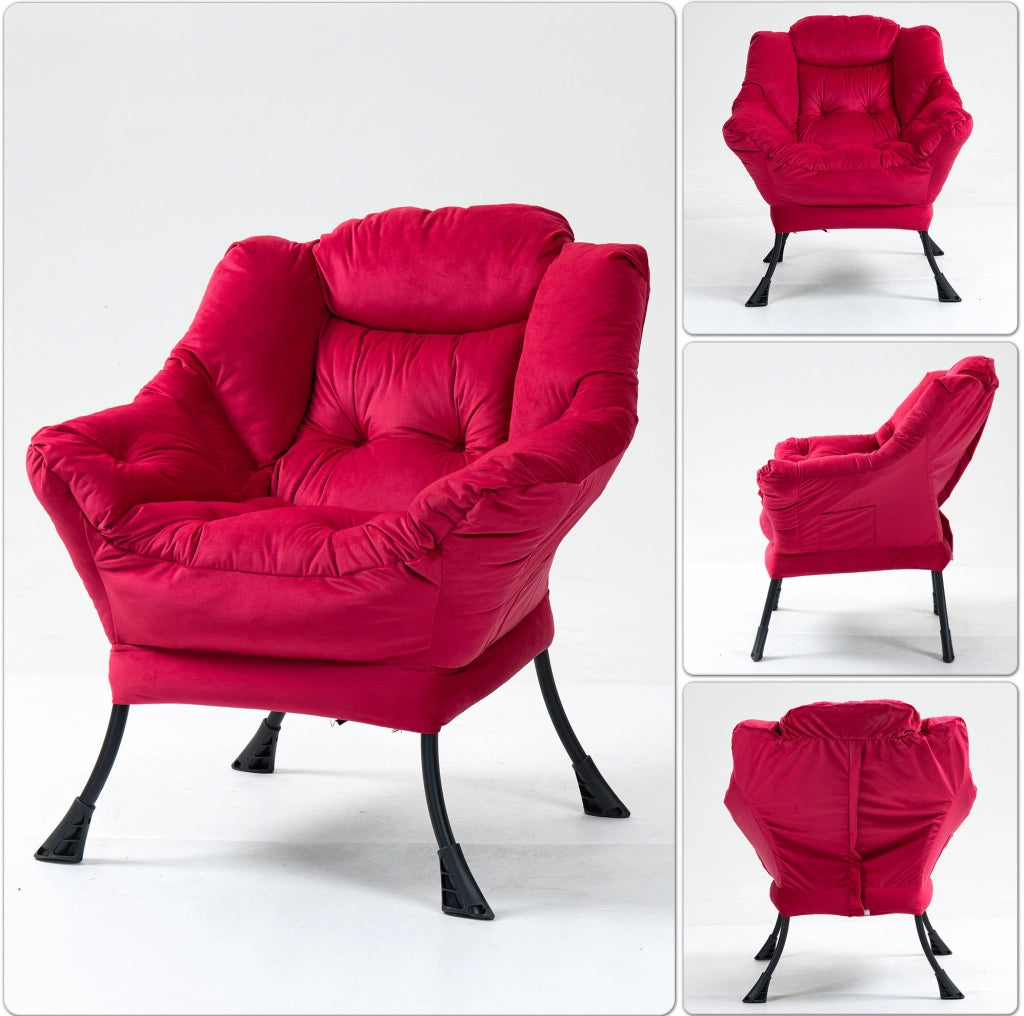 Poltrona relax in metallo rosso mattone con imbottitura in cotone PP