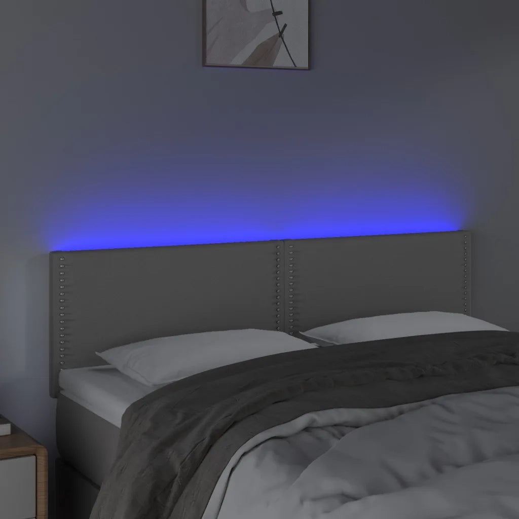 Testiera | Testata a LED Grigio 144x5x78/88 cm in Similpelle