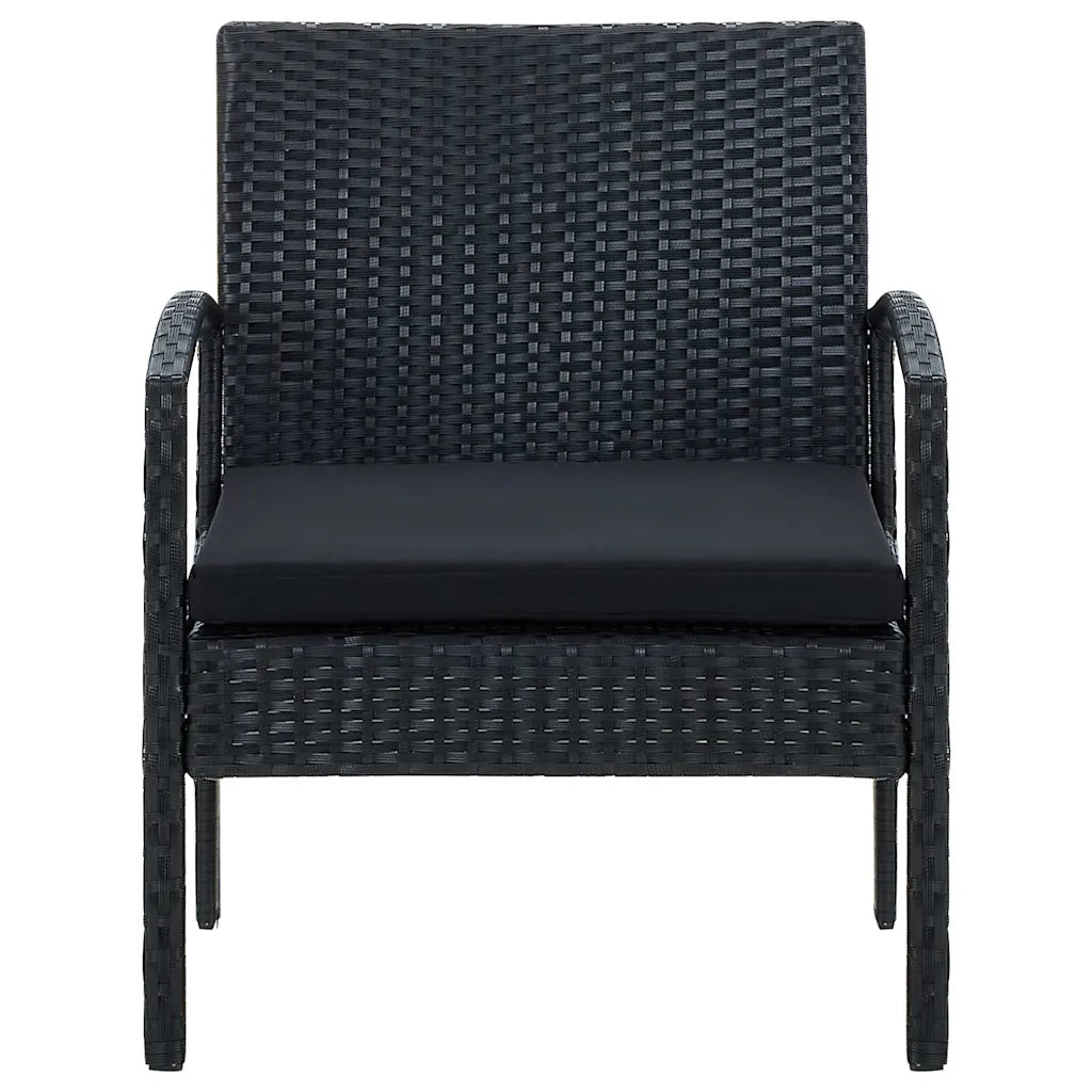 Sedia da Giardino con Cuscino in Polyrattan Nero cod mxl 22962