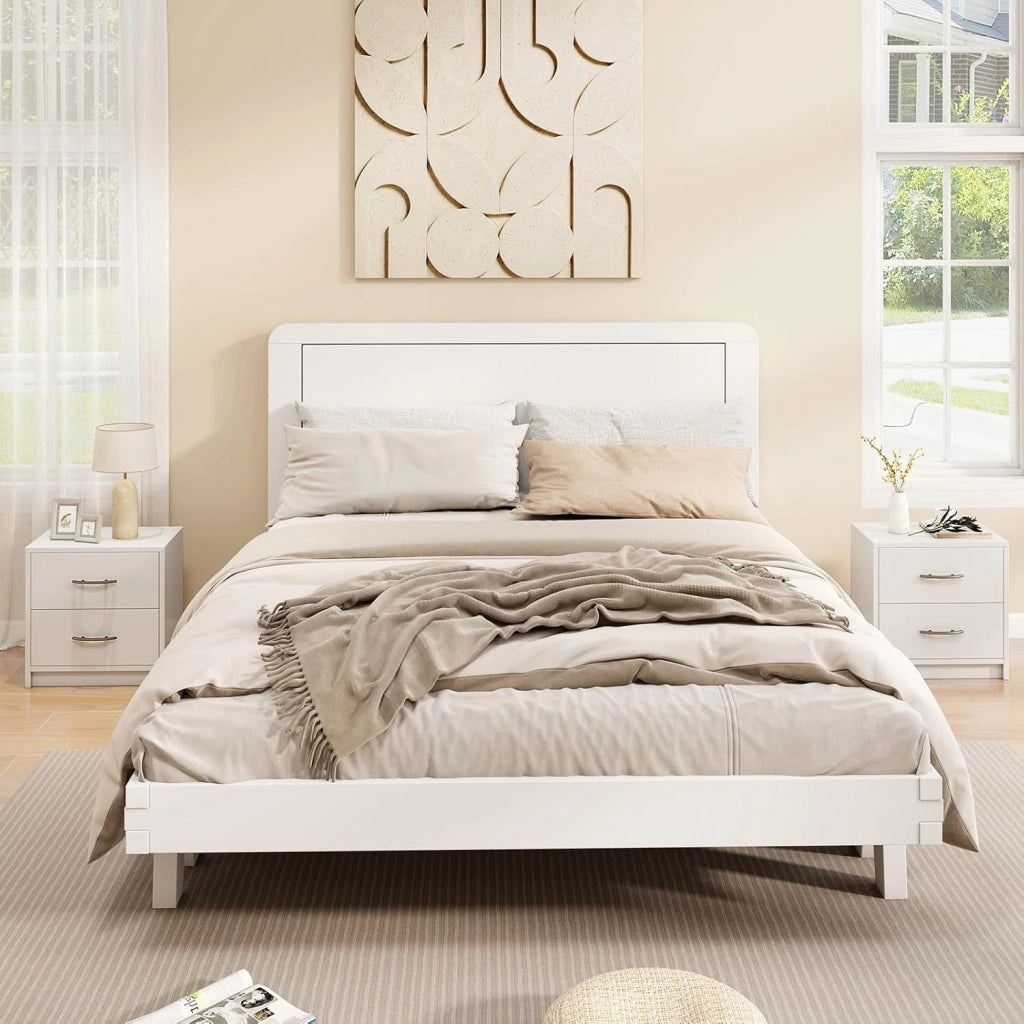 COSTWAY Comodino Camera da Letto con 2 Cassetti, Comodino Salvaspazio in Legno, Comodino Mobile da Letto con Kit Antiribaltamento, per Soggiorno e Studio, 38,5 x 28 x 39 cm (Bianco, 2 Cassetti)