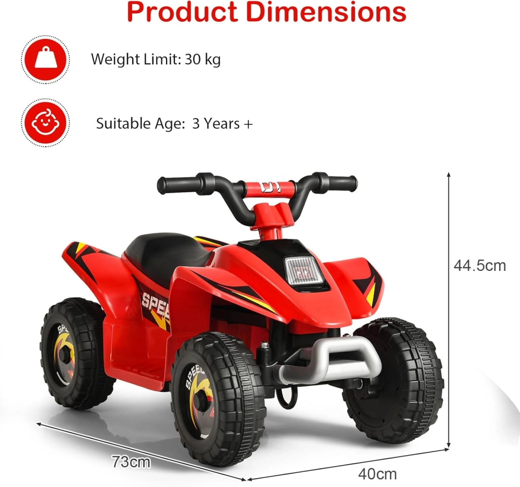 Auto elettrica per bambini, Quad elettrico per bambini ATV 6V, camminata anteriore/posteriore, sedile ergonomico, ruote antiscivolo, caricatore incluso, carico 30 kg, per ragazzi e ragazze 3
