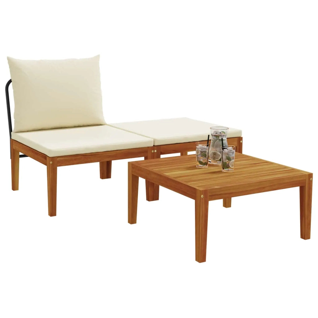 3 pz Set da Giardino con Cuscini Naturale 42022067