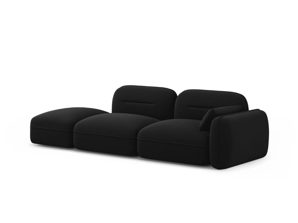 Cosmopolitan Design - Divano modulare sinistro "Sydney" 3 posti in velluto nero 