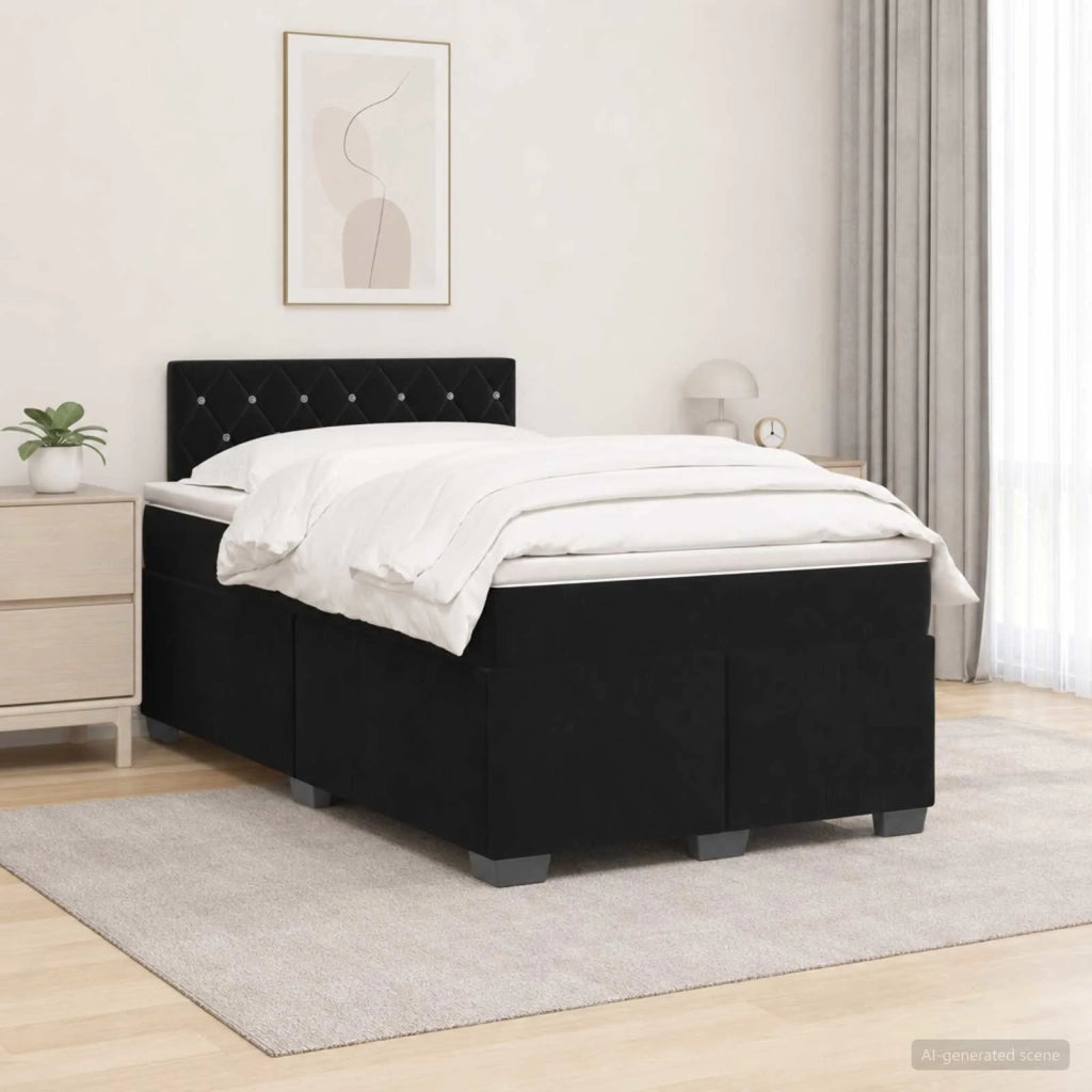 Letto con Box Spring, Materasso e LED Nero 120 x 190 cm Velluto 3452134