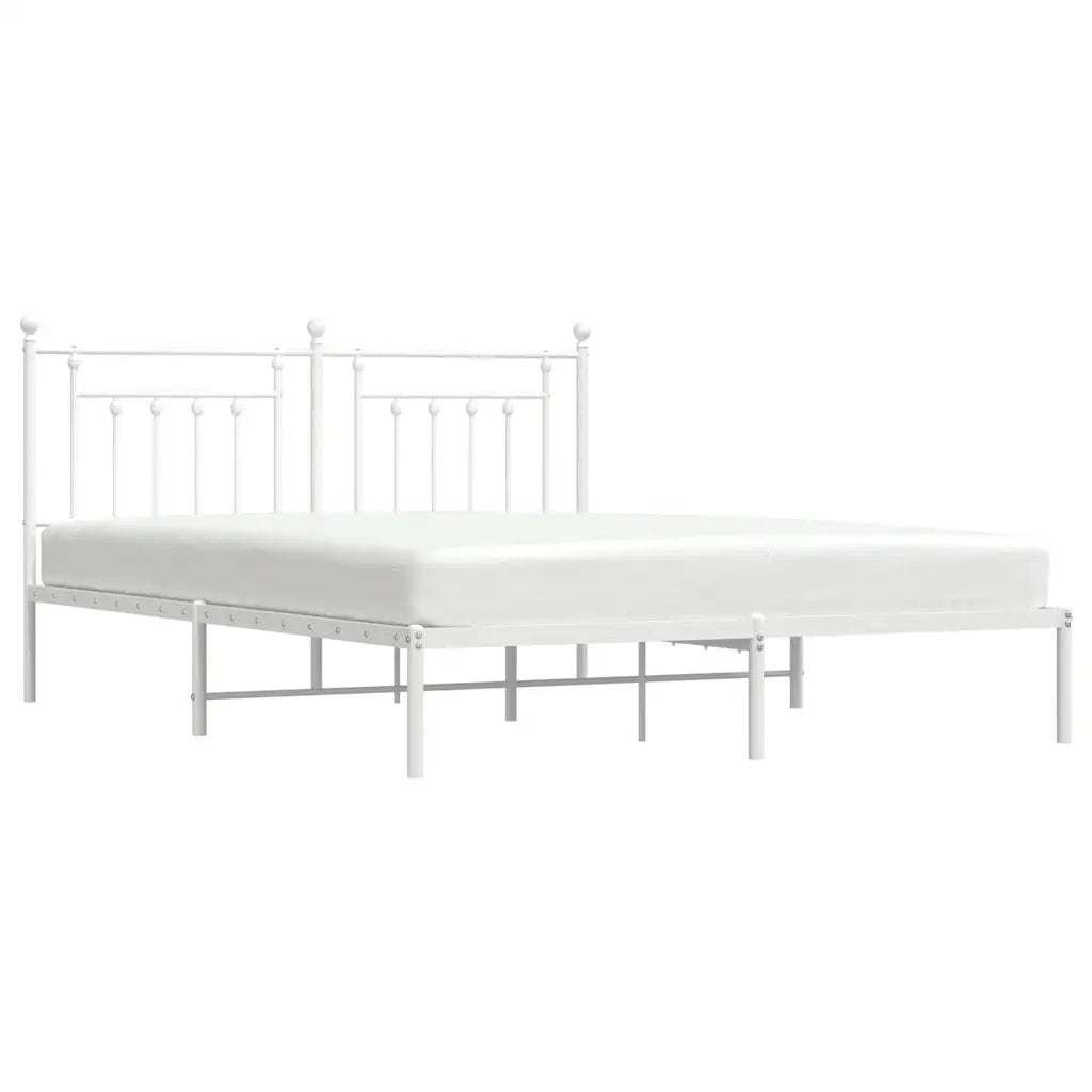 Giroletto con Testiera-Struttura Letto con testiera Metallo Bianco 183x213 cm 930766