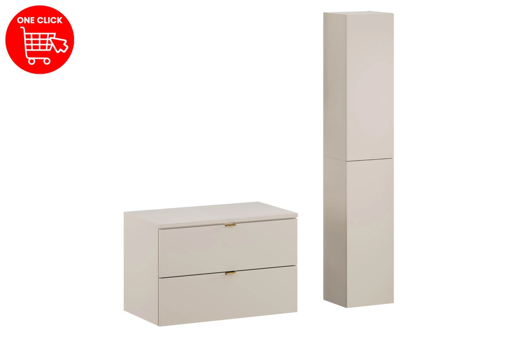 Set mobili bagno 80 cm con piano e Szafką wysoką Dalia Cashmere 80 x 1401 x 46 cm