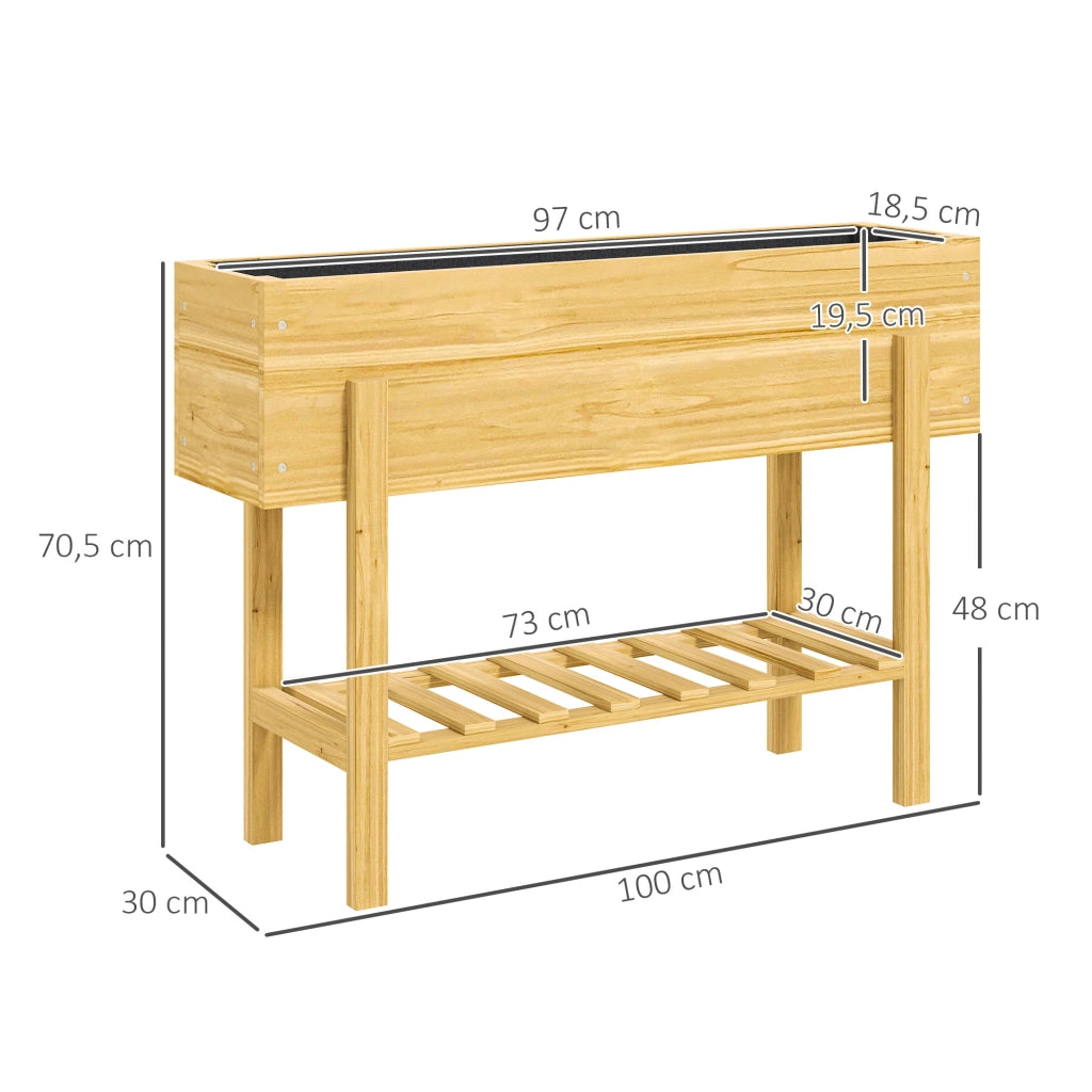 Fioriera rialzata da giardino in legno con 2 fori di drenaggio ¨C Minimal ¨C 100x30x70.5 cm