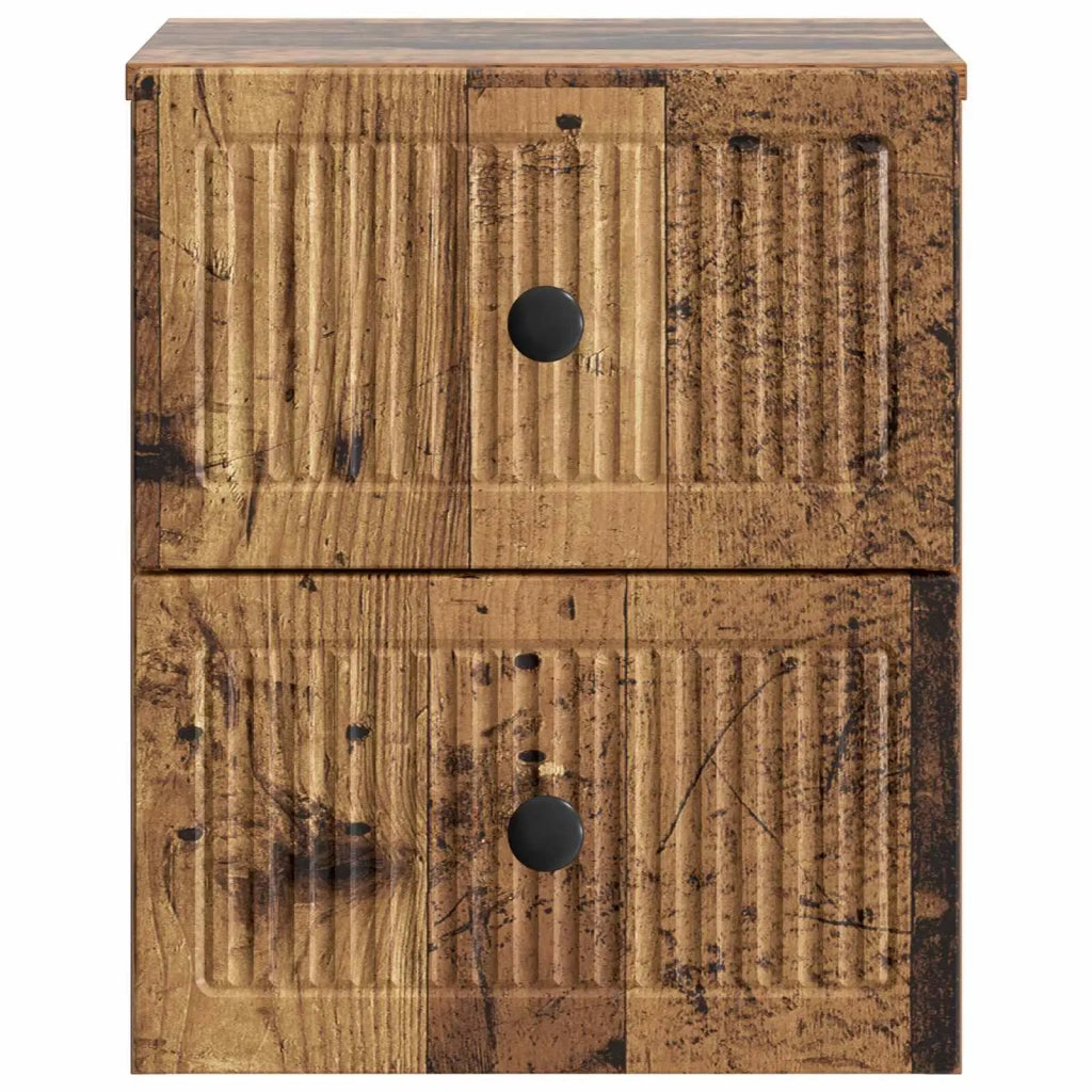 Mobiletto da notte a muro 2 pcs Legno antico 33 x 34,5 x 40 cm 897972