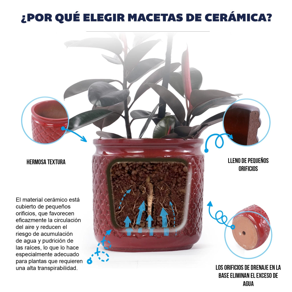 VASI Set da 3 pezzi in ceramica Ø 38/30,5/23 cm rosso vinaccia lucido