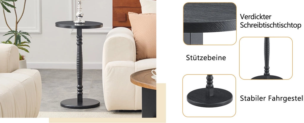 Set di 2 tavolini rotondi 80 cm in MDF noce nero， tavolino 38 cm