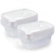 Set di contenitori in freezer da 6 pezzi da 900 ml, contenitore rettangolare in freezer da 0,9 l, 19 x 13 x 6,4 cm, scatole da pasto in plastic con coperchio, set di contenitori in freezer BPA-free, resistente al microonde, bianco