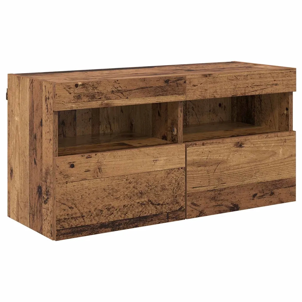 Mobile TV da parete con LED Legno vecchio 80 x 30 x 40 cm