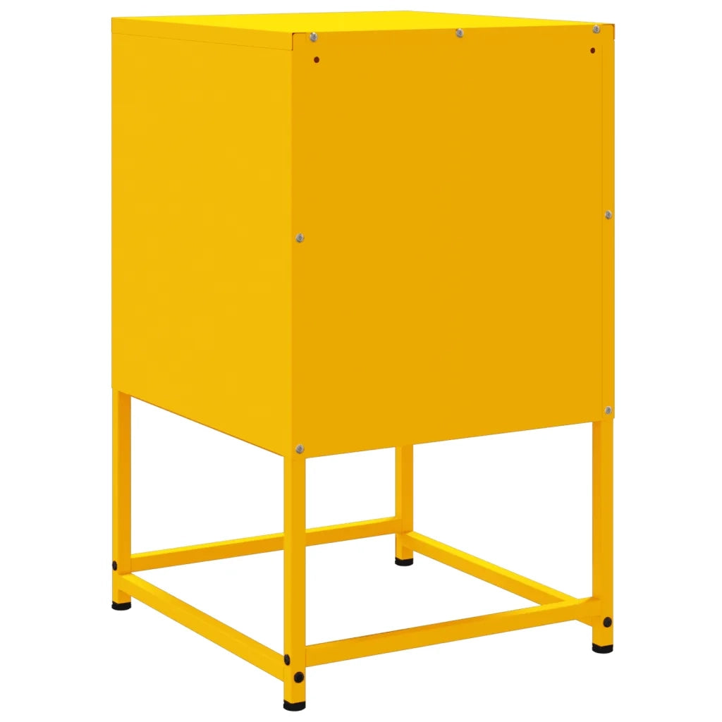 Comodino | Armadio da Notte | Mobiletto da notte Giallo Senape 36x39x60,5 cm in Acciaio
