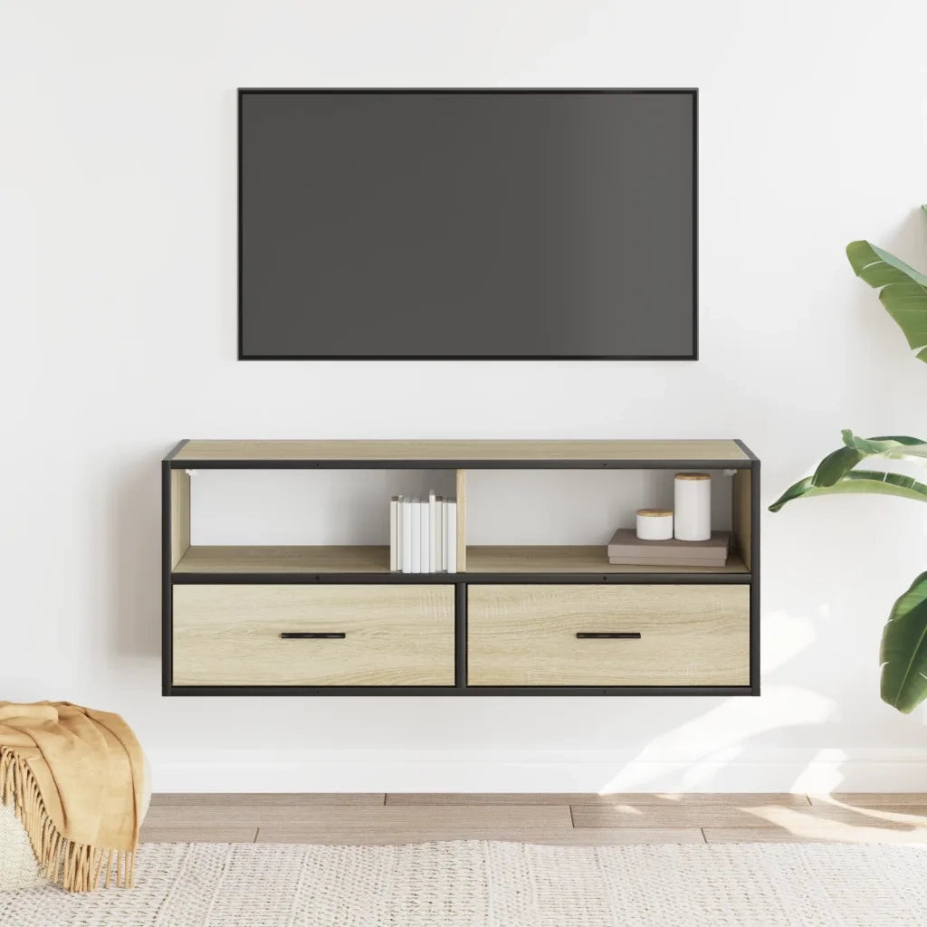 Mobile TV Rovere Sonoma 100x31x39,5cm Legno Multistrato Metallo