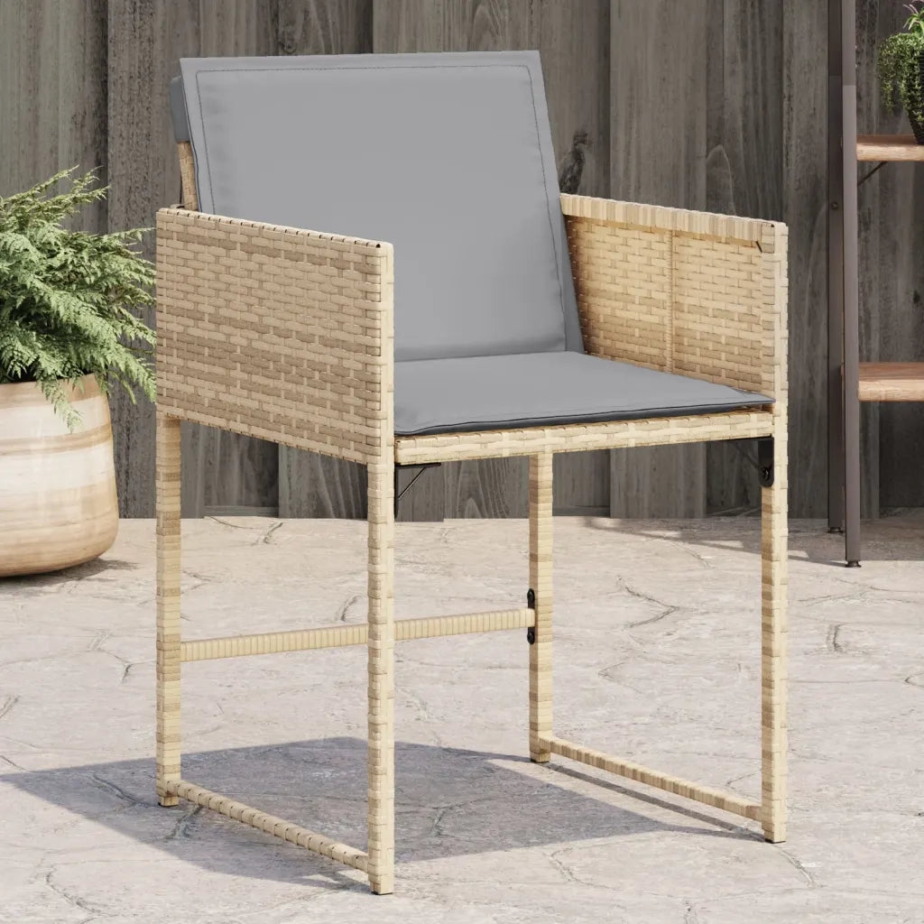 Sedie da Giardino con Cuscini 4 pz | Sedie da Esterno Beige Misto in Polyrattan