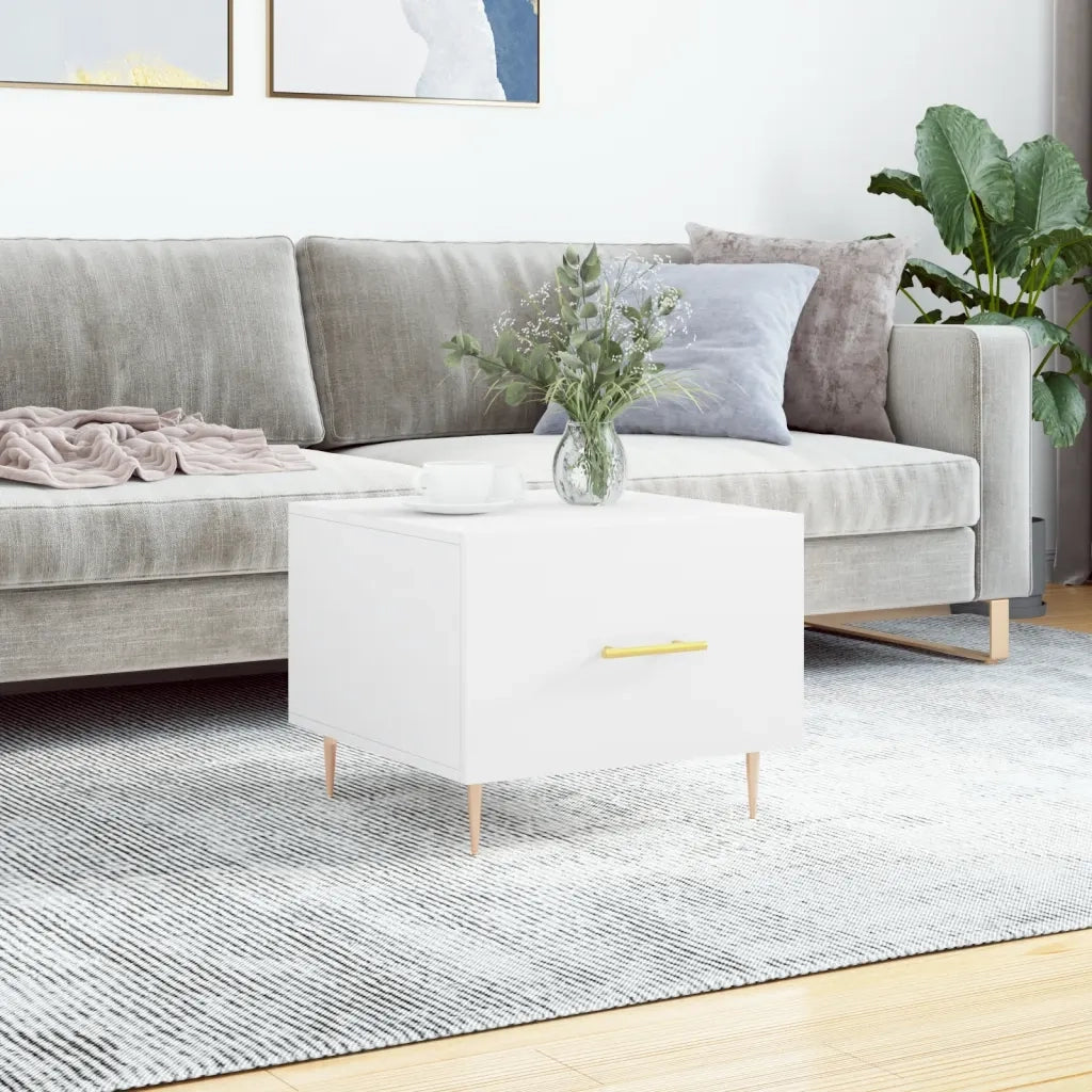 Tavolino da Salotto Bianco 50x50x40 cm in Legno Multistrato 829364