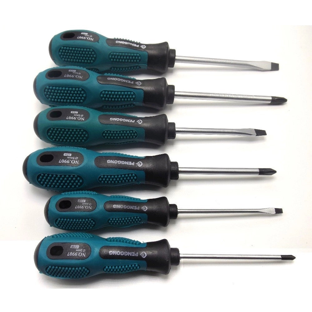 Trade Shop - Set Kit 7 Cacciaviti Cacciavite Con Manico Ergonomico Punta A Stella A Taglio -